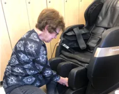 Yvonne Willadsen, volunteer, sewing